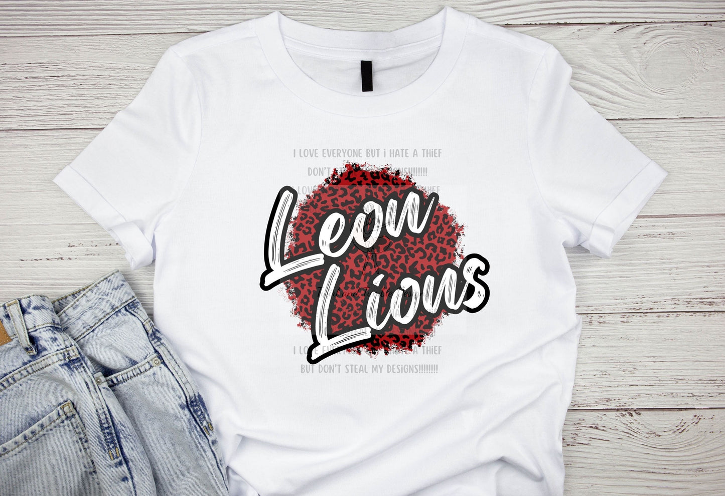 Leon Lions with Red/Black Leopard Print