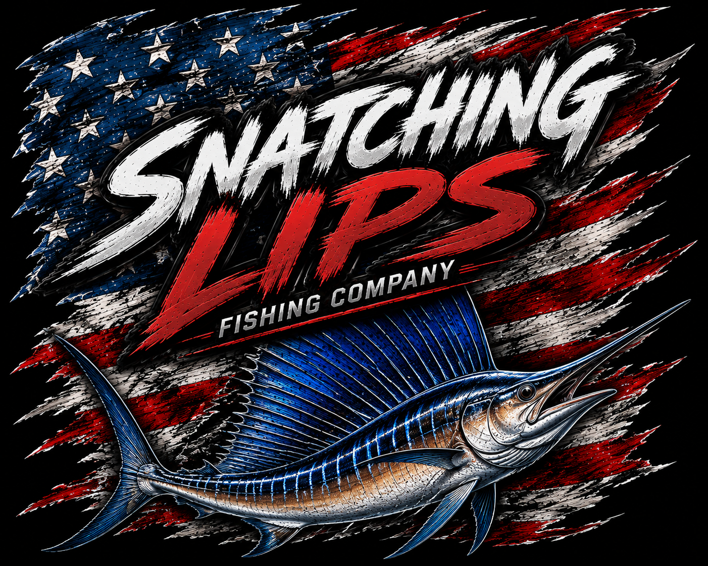 Snatchin Lips American Flag with Sailfish Tshirt
